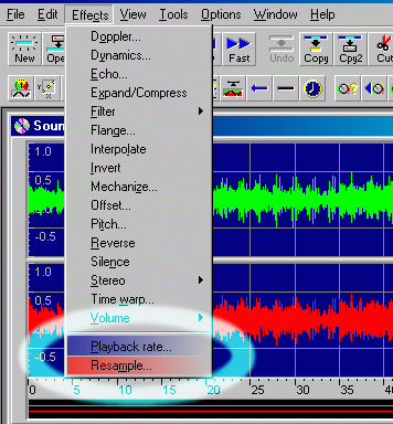 The 'resample' function as shown in Goldwave. You have to adjust the 'playback rate' manually if your sound editor doesn't do so automatically - Goldwave does this automatically ;)